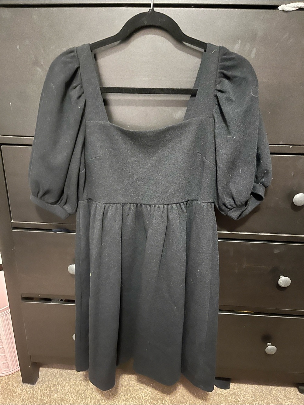 Old Navy Black Square-Neck Puff-Sleeve Dress